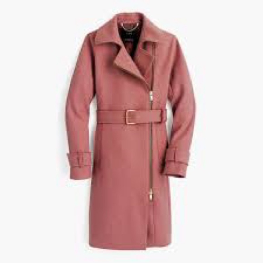 J. Crew Pink Trench Coat with Belted Cuffs